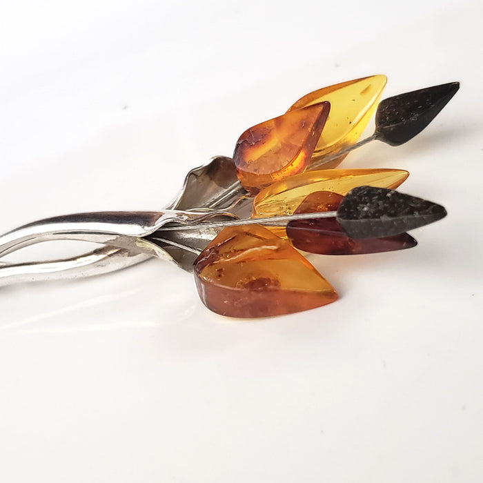 multicolor amber silver pendant