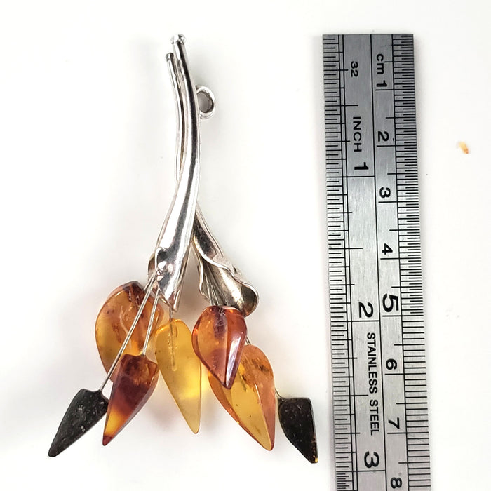 long baltic amber silver pendant