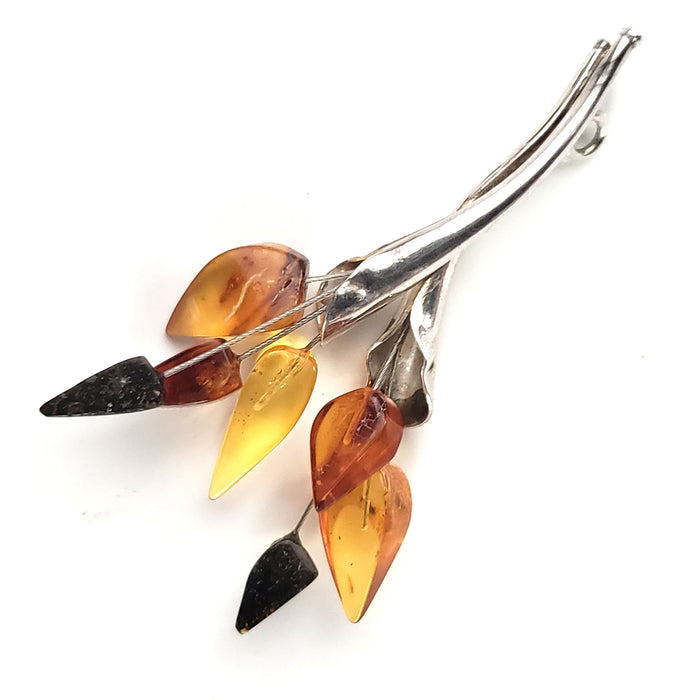 multi amber sterling silver pendant