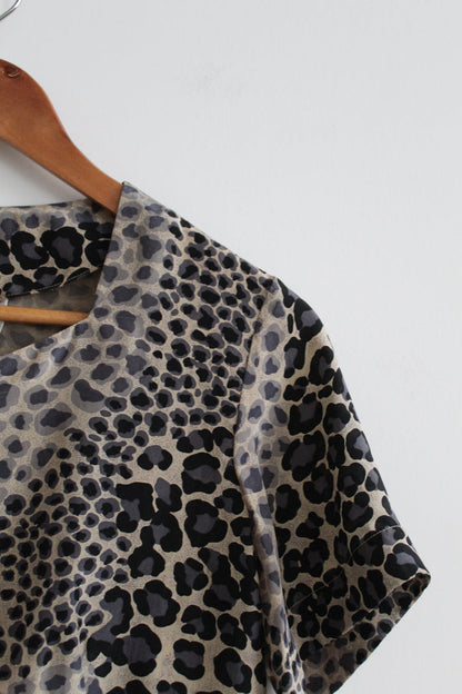leopard print silk button up