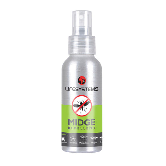 Lifesystems DEET free midge repellent spray in a 100ml aluminium pump bottle#