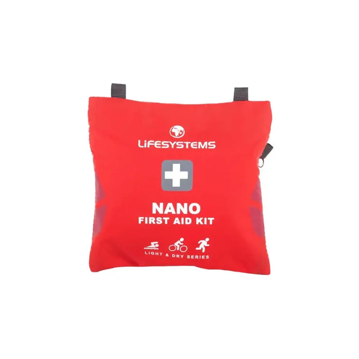 Lifesystems Light And Dry Nano First Aid Kit shown from the front on a white background