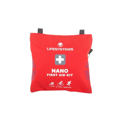 Lifesystems Light And Dry Nano First Aid Kit shown from the front on a white background