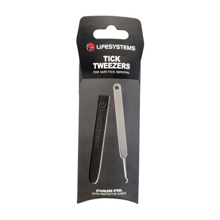 Lifesystems Stainless Steel Tick Removal Tweezer packaging front on a white background