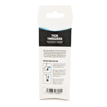 Lifesystems Stainless Steel Tick Removal Tweezer packaging reverse on a white background