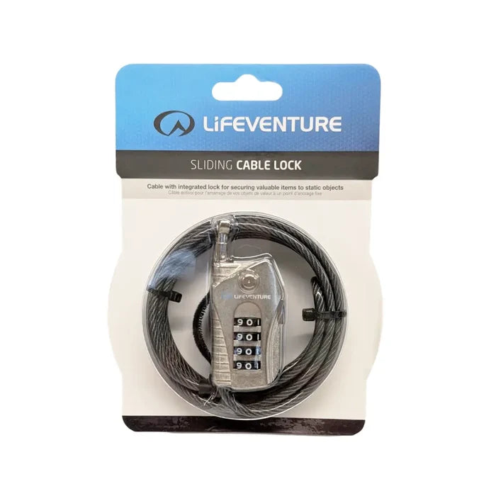 Lifeventure 4 Dial Adjustable Cable Lock details on the front of the packaging on a white background
