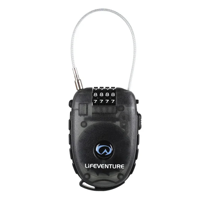 Lifeventure 4 Dial Combination Cable Lock front view on a white background