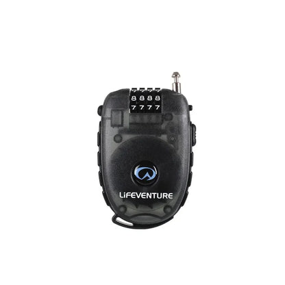 Lifeventure 4 Dial Combination Cable Lock front view with the cable retracted on a white background