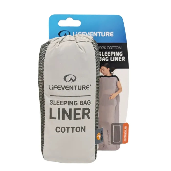 Lifeventure Cotton Sleeping Bag Liner Rectangular shape packaging front on a white background