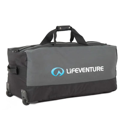 Lifeventure Expedition Wheeled Duffle Bag 120 Litres in grey shown from the side on a white background