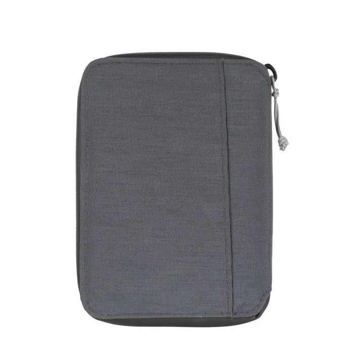 Realdetail of a Lifeventure RFiD mini travel wallet in grey colour