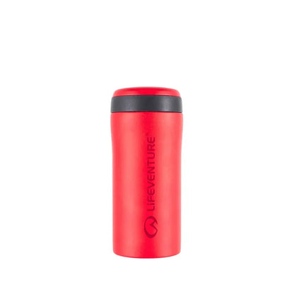 Red Matt Lifeventure thermal mug shown from the front on a white background