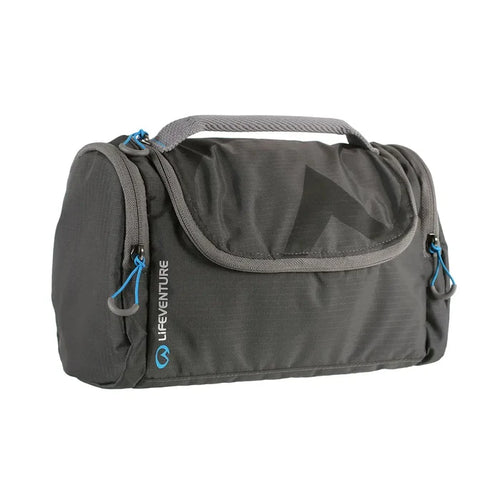 Lifeventure Travel Wash Holdall Grey shown from the front on a white background
