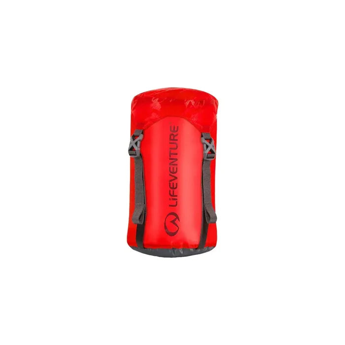 Lifeventure Ultralight Compression Sack 5 Litres red packed uncompressed on a white background