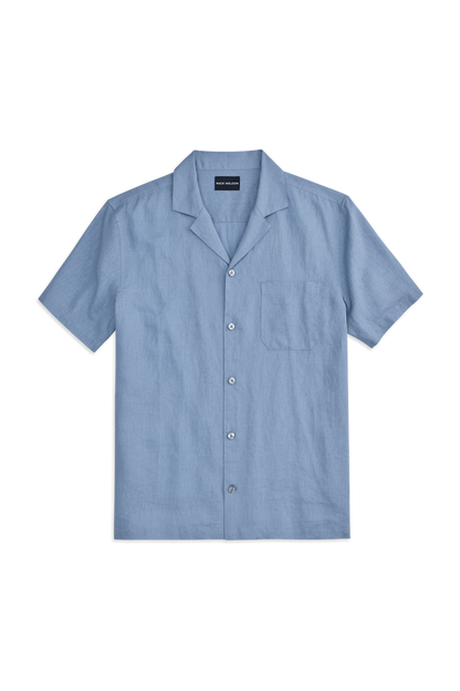 Front view of Linen Camp Shirt in Desert Spring