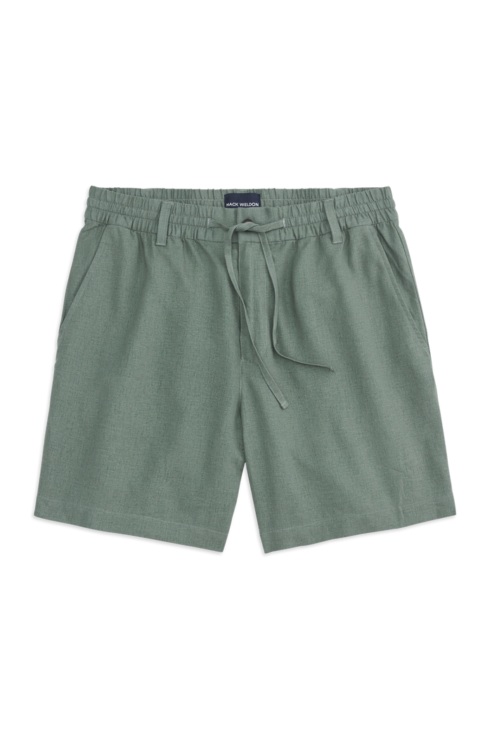 Front view of Linen Drawstring Short in Cactus