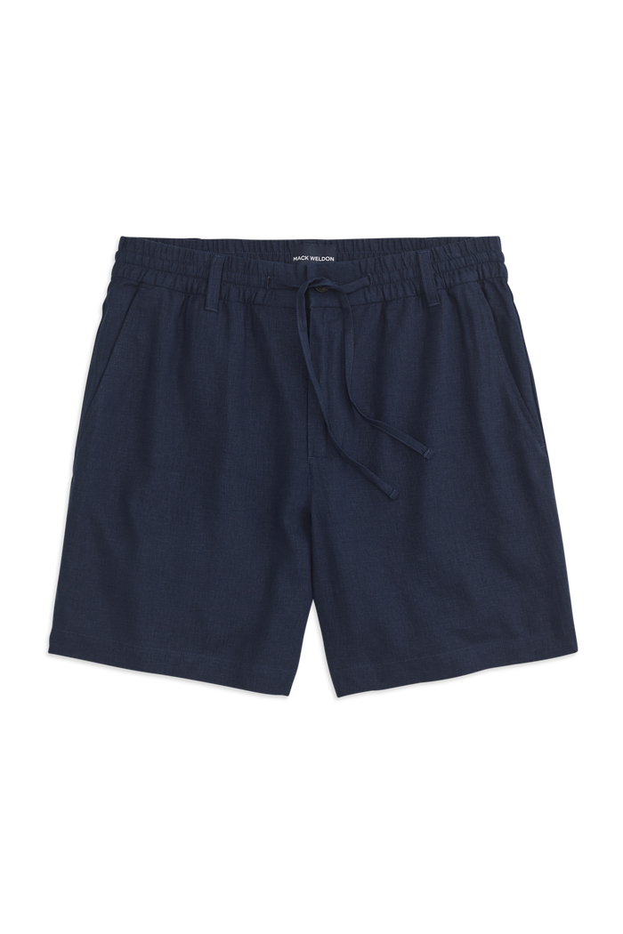 Front view of Linen Drawstring Short in True Navy