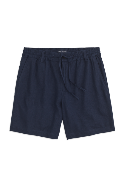 Front view of Linen Drawstring Short in True Navy