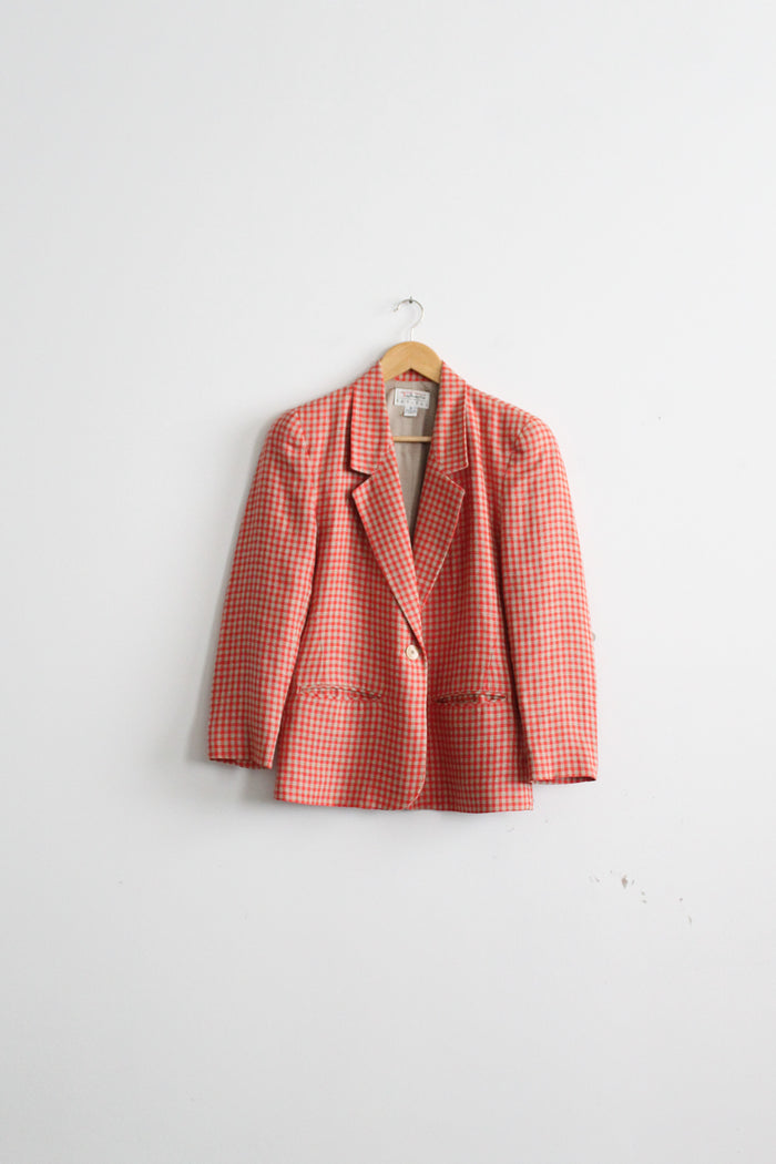 linen gingham blazer