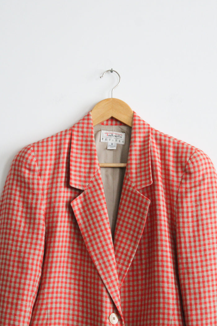 linen gingham blazer