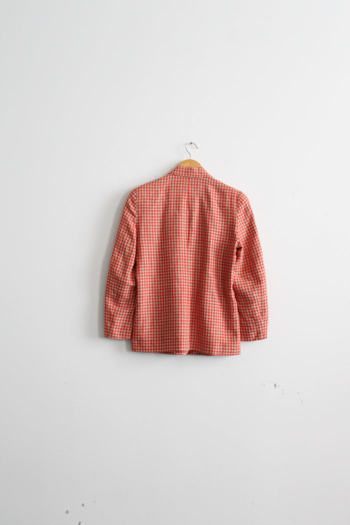 linen gingham blazer