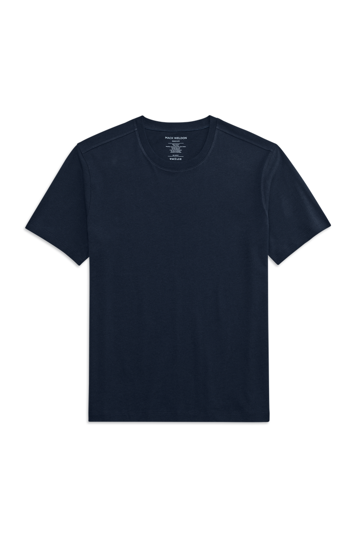 Front view of Linen Jersey Crew Neck T-shirt in Total Eclipse