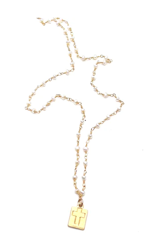LJ Sonder Mini Pearl Rosary Necklace