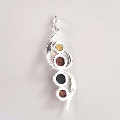 sterling silver amber multicolor pendant