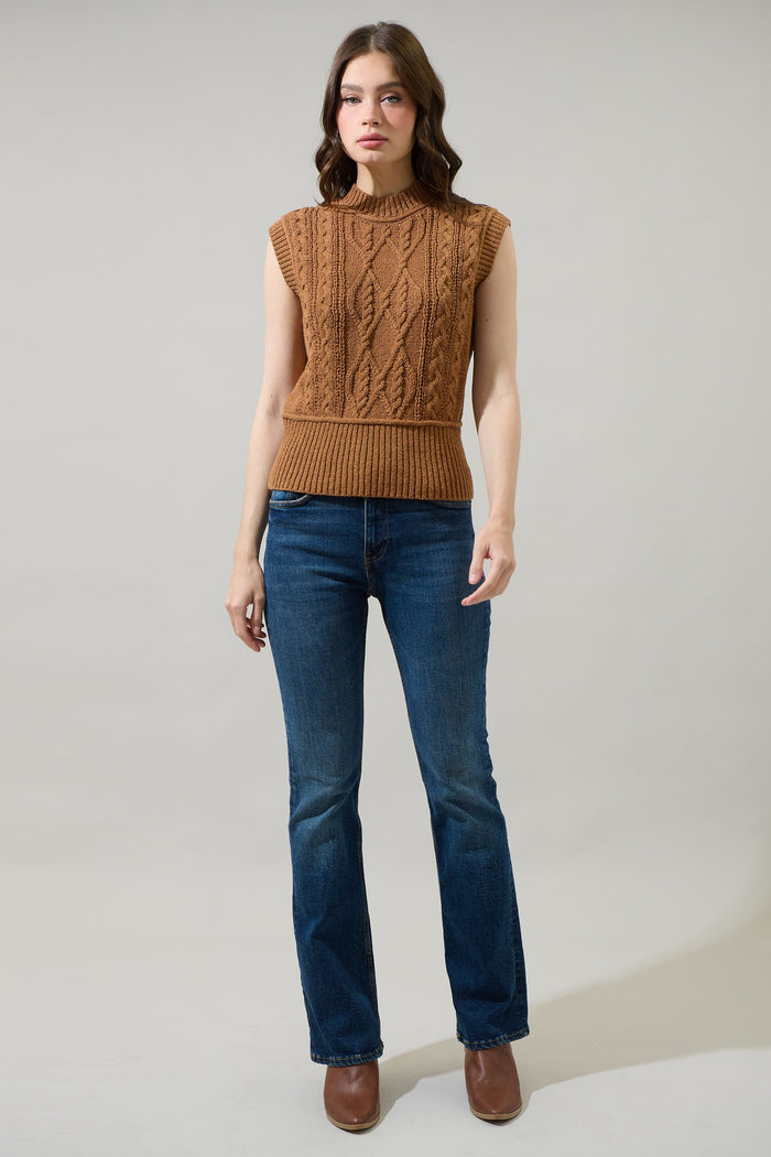Loreli Cable Knit Sweater Vest Top