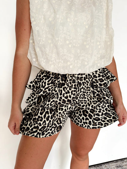 Lover Leopard Ruffled Shorts