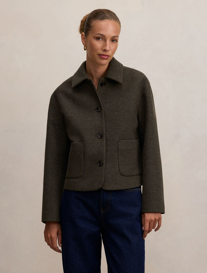 Luna Patch Pocket Jacket Pine Green Forever New