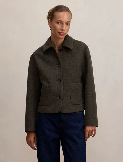 Luna Patch Pocket Jacket Pine Green Forever New