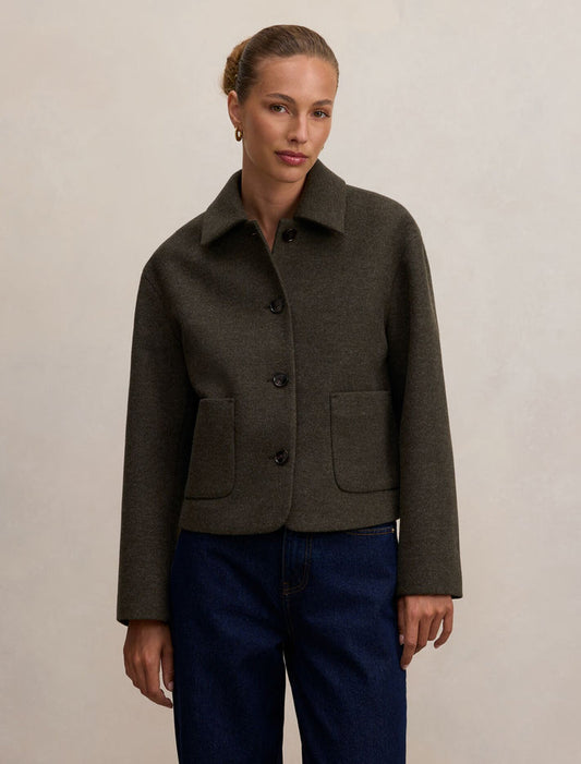 Luna Patch Pocket Jacket Pine Green Forever New