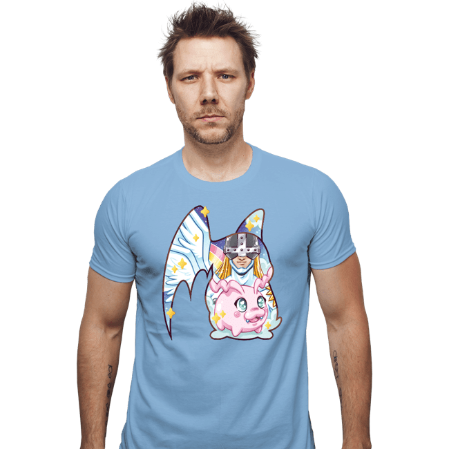 Shirts Fitted Shirts, Mens / Small / Powder Blue Magical Silhouettes - Patamon