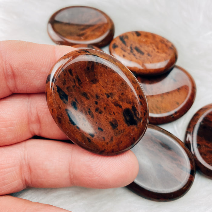 Mahogany Obsidian Worry Stone Palm Stone - The Bead N Crystal & Enclave Gems