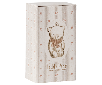 Maileg Metal Teddy Bear Ornament in Off-White/Rose