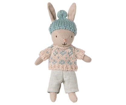 Maileg Winter Rabbit Micro in Sand/Mint