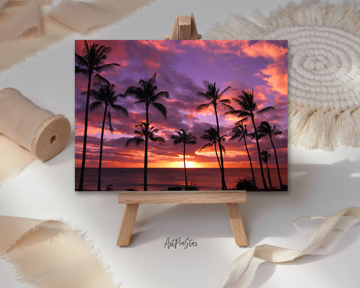 Manhattan Palm Tree Silhouettes at Sunset, California Landscape Custom Greeting Cards