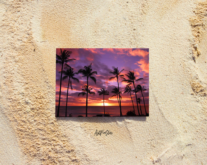 Manhattan Palm Tree Silhouettes at Sunset, California Landscape Custom Greeting Cards