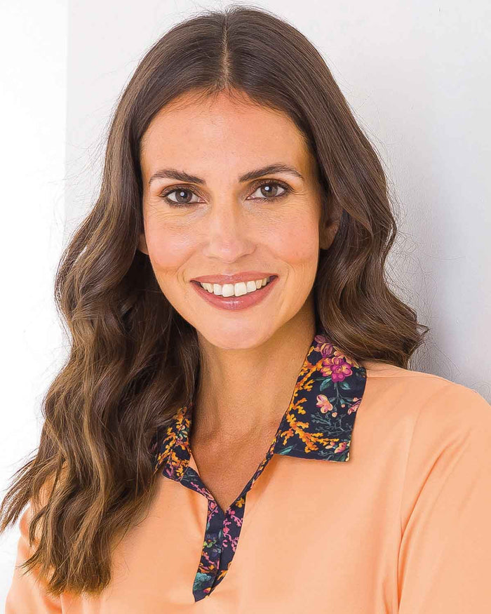 Marcie Cotton Trimmed Short Sleeve Polo Top - Image 2 - The Classic Boutique