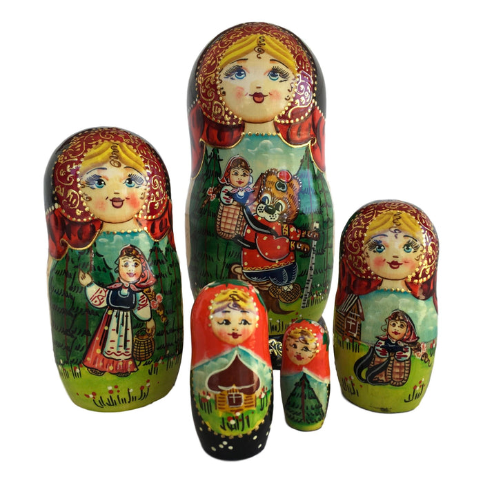 Russian stacking dolls Masha and bear