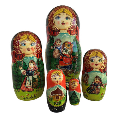 Russian stacking dolls Masha and bear