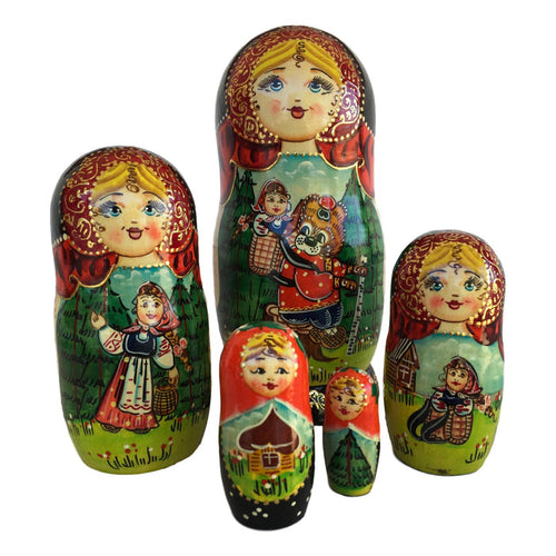 Russian stacking dolls Masha and bear