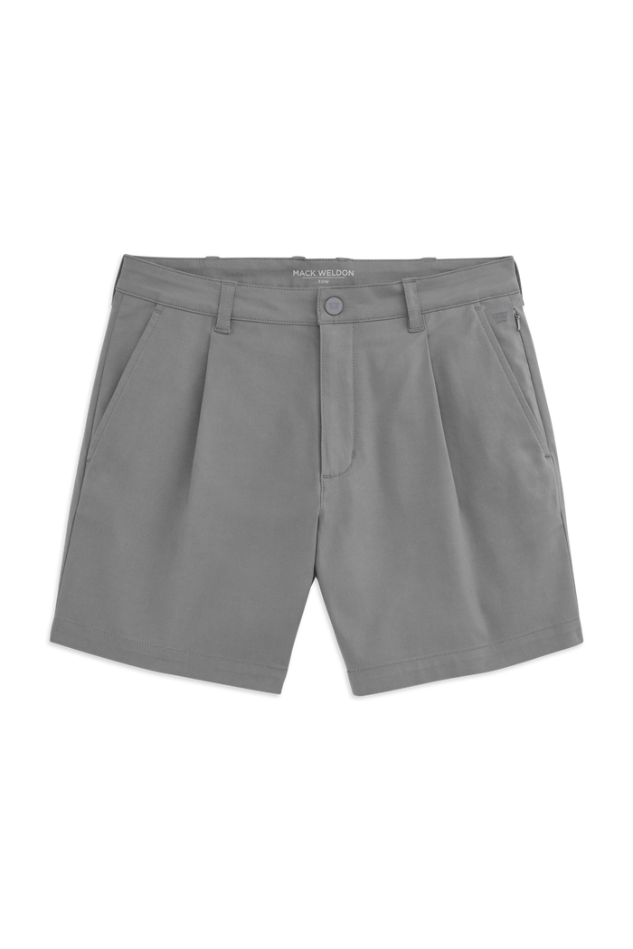 Front view of Maverick Tech Chino Pleated Short in Steel