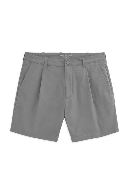 Front view of Maverick Tech Chino Pleated Short in Steel