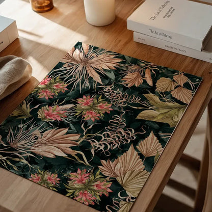 Maximalism Leaves Print 2, vintage botanical print unframed on a home office desk