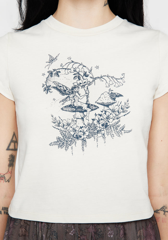 Maypole Cotton Fairy Print Crop T-Shirt