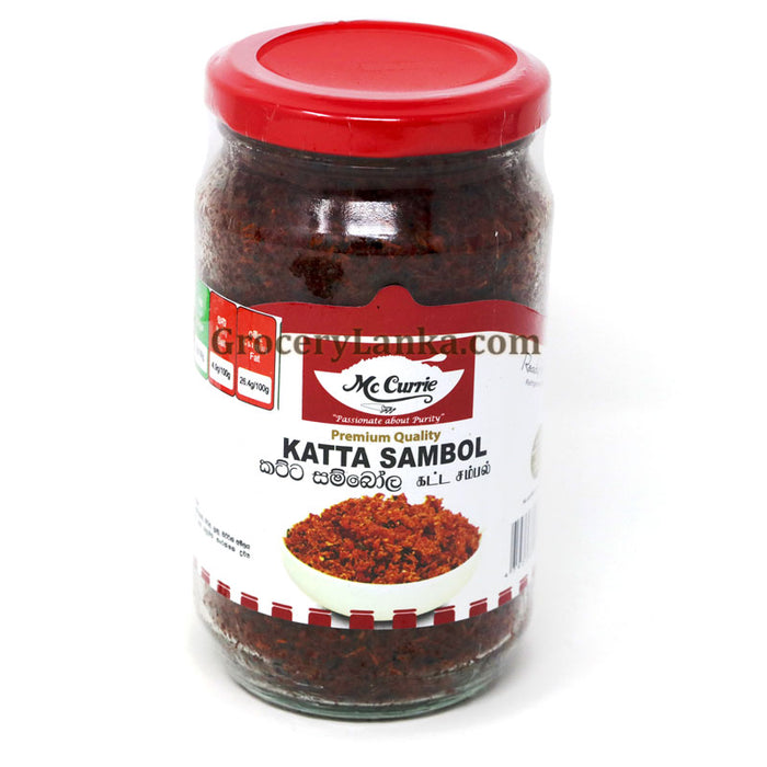 McCurrie Katta Sambol 350g jar Authentic Sri Lankan chili and onion relish with Maldive fish, perfect as a spicy condiment