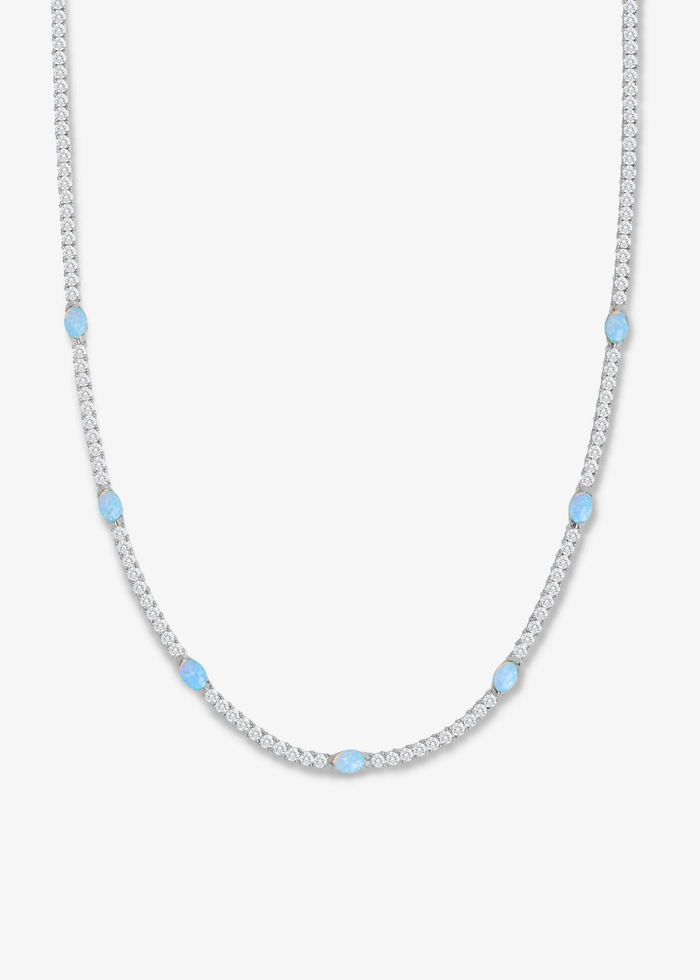 Melinda Maria Maven Tennis Necklace - Silver/Blue Opal