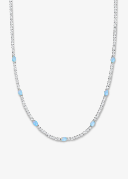 Melinda Maria Maven Tennis Necklace - Silver/Blue Opal